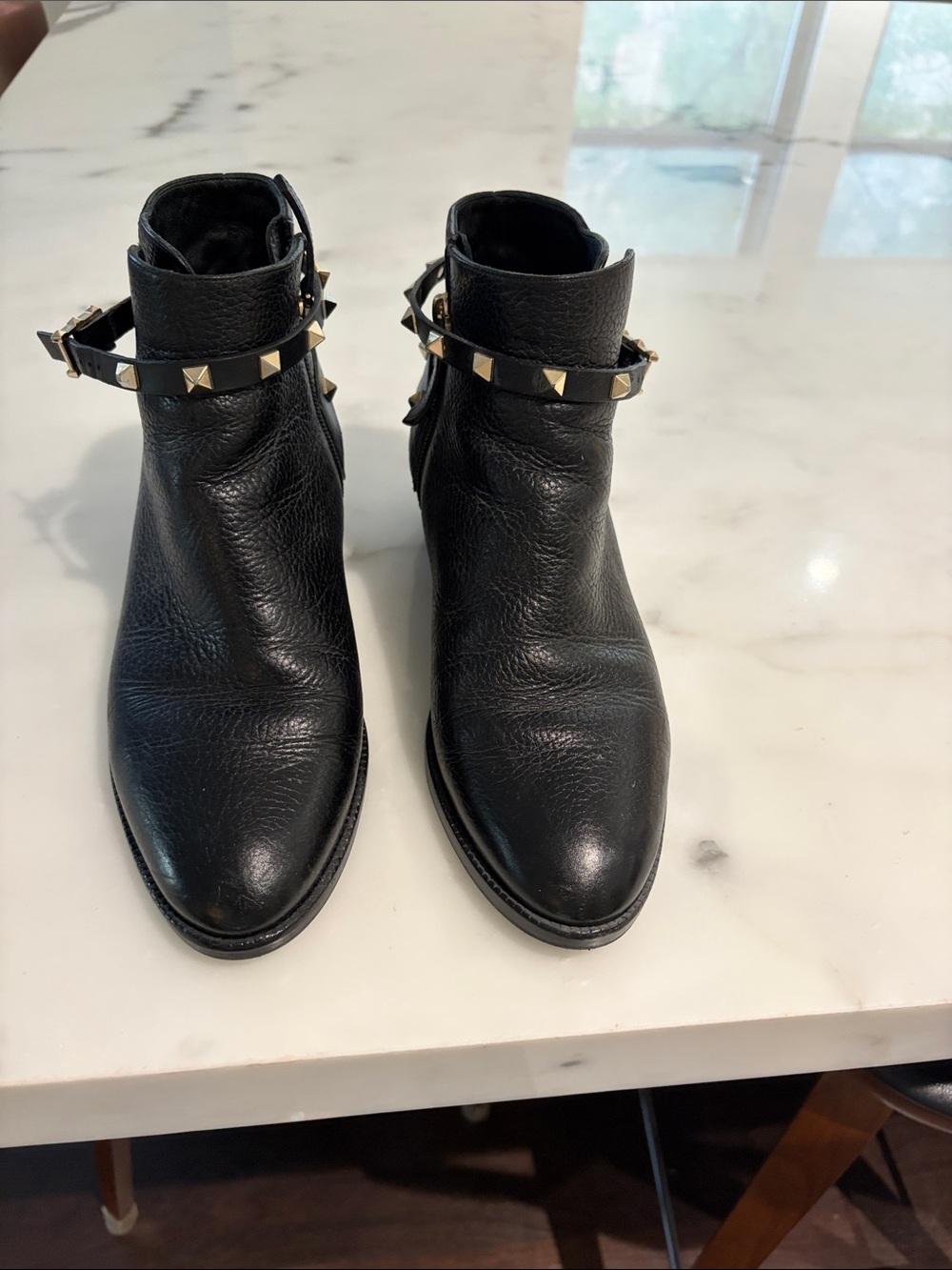 Valentino Black Studded Leather Ankle Boots - Women's Fashion Booties